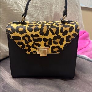Leopard Print Black Handbag